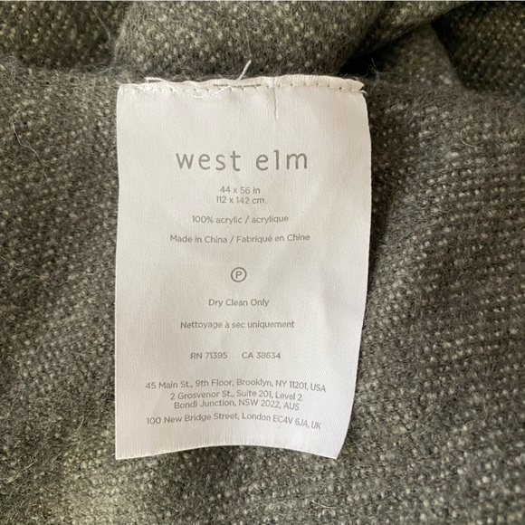 West Elm Dark Gray Fringe Scarf Shawl 44" x 56" Rectangle - Picture 7 of 7